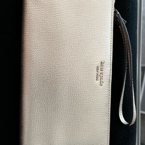 kate spade metallic pale gold wristlet clutch
